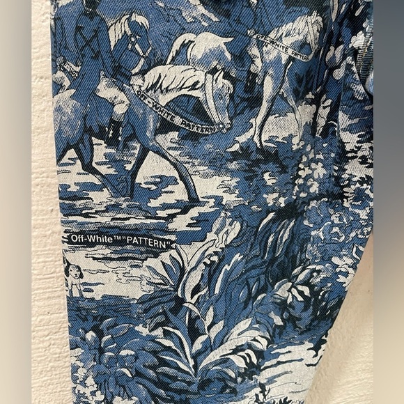 OFF-WHITE Tapestry 5 Pocket Pants Blue Women’s Size 24 - Picture 6 of 6
